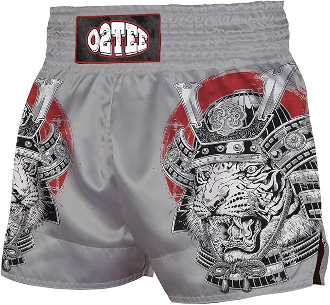 O2TEE Unisex Mask Samurai MMA Muay Thai Shorts( Youth Adult size)