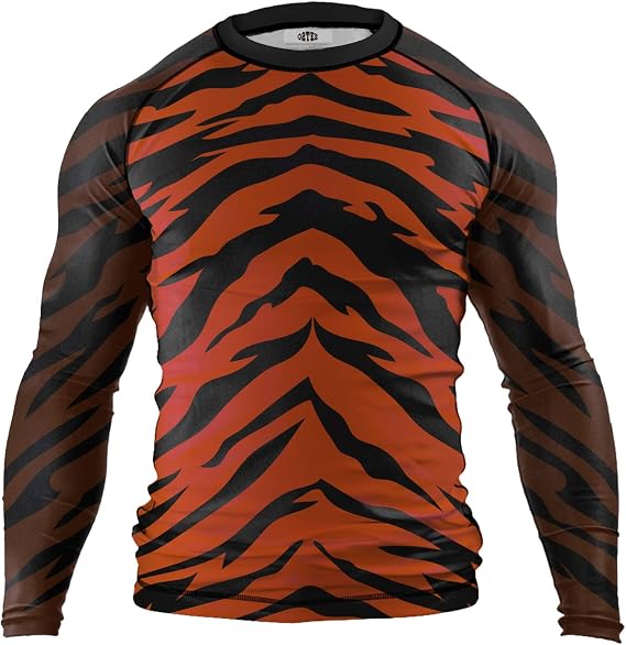 O2TEE Men BJJ Rash Guards Long Sleeve GYM MMA Shirt