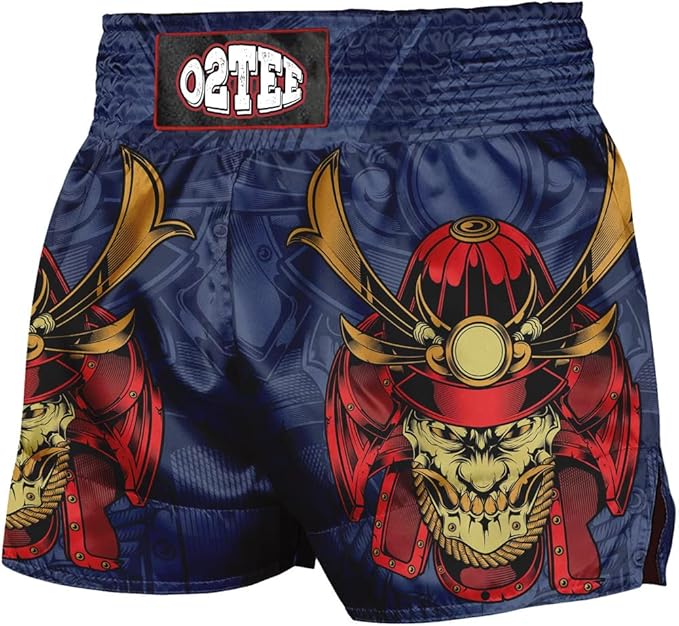 O2TEE Unisex Mask Samurai MMA Muay Thai Shorts( Youth Adult size)