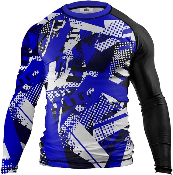 O2TEE Men BJJ Rash Guards Long Sleeve GYM MMA Shirt
