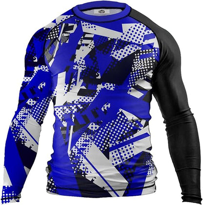 O2TEE Men BJJ Rash Guards Long Sleeve GYM MMA Shirt