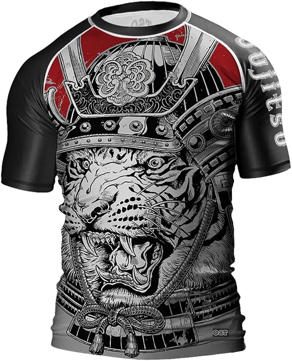O2TEE Men Graphic Rash Guards Shirt MMA Gym Martial Arts