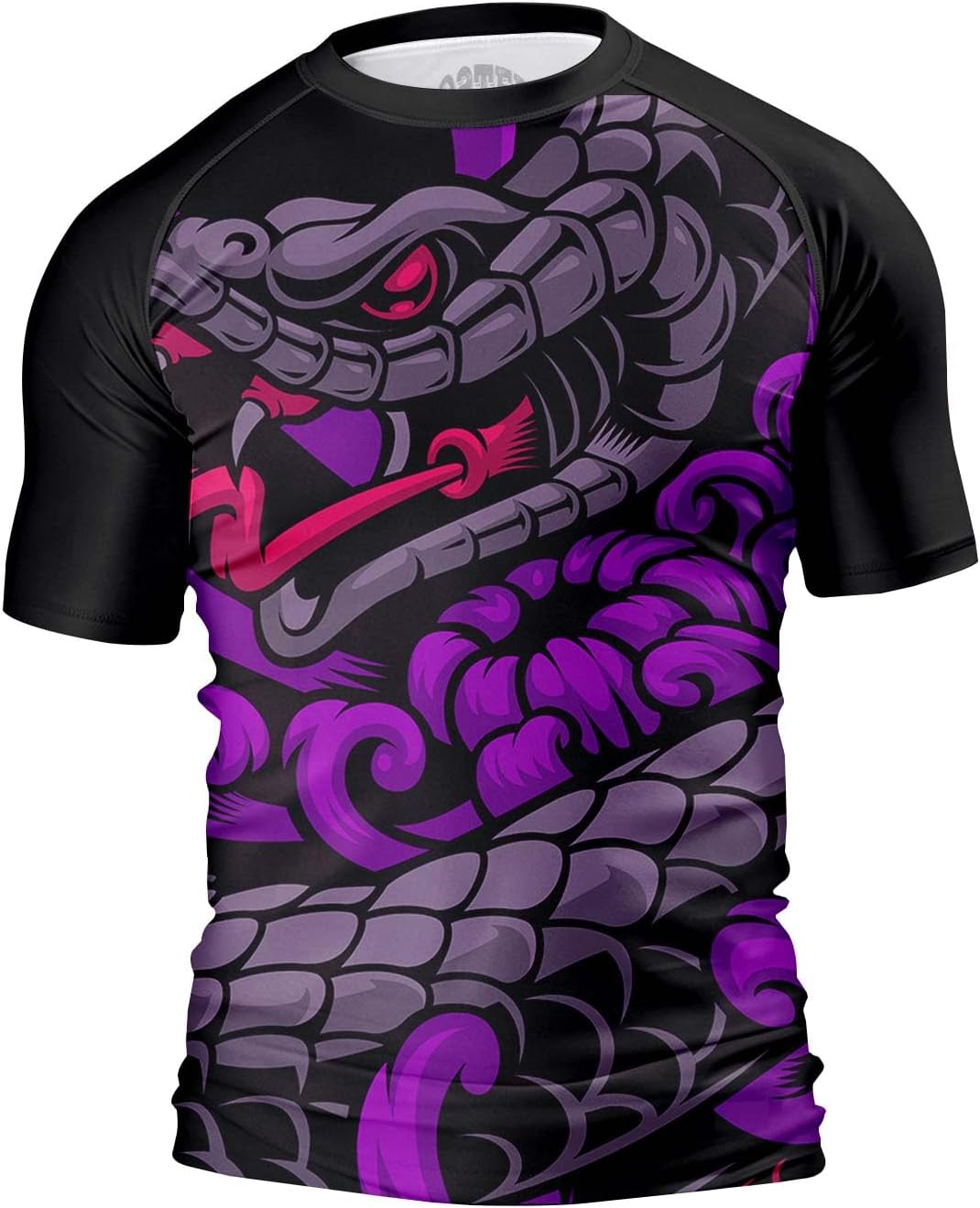 O2TEE Men's Snake BJJ Rash Guard – Purple Ukiyo-e