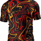 O2TEE Men's Fluid Art Short Sleeve BJJ Rash Guard – Magma Black Red