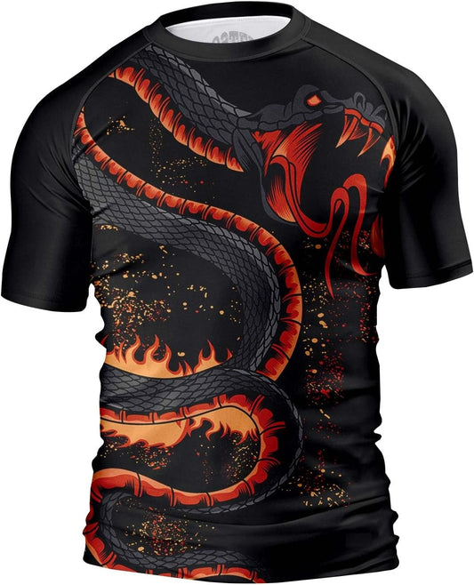 O2TEE Men's Snake BJJ Rash Guard – Hellfire Serpent