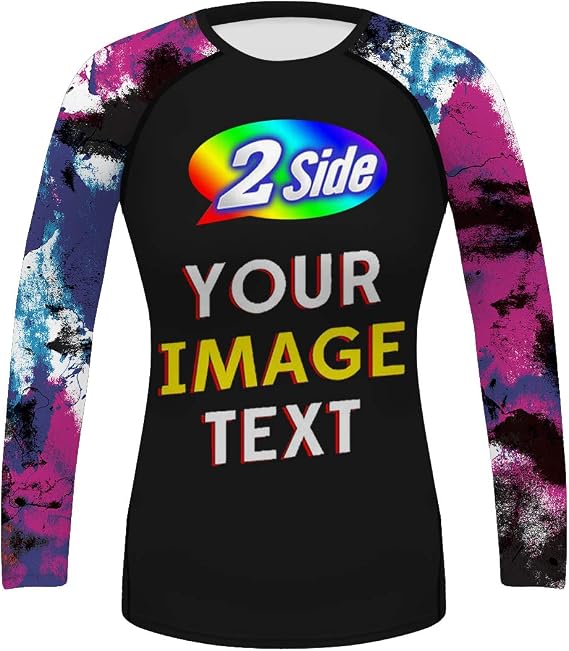O2TEE Personalized Women's Rash Guards Shirt Add Text Picture