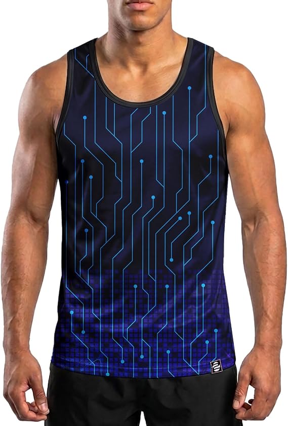 O2TEE Men's Jersey Sci-Fi Graphic Sleeveless Gym Shirt