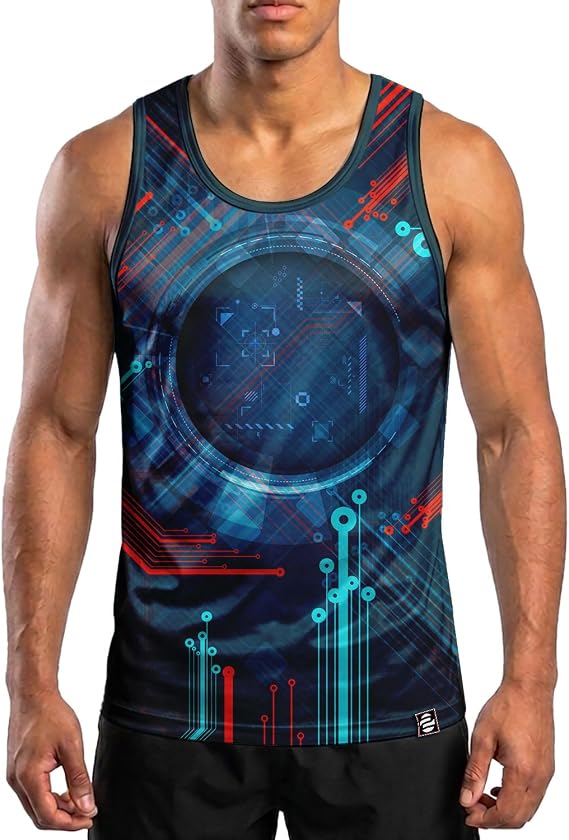 O2TEE Men's Jersey Sci-Fi Graphic Sleeveless Gym Shirt