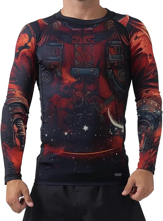 Men's Long Sleeve BJJ Warrior Armour Rashguard - Lightweight Compression Training Shirt