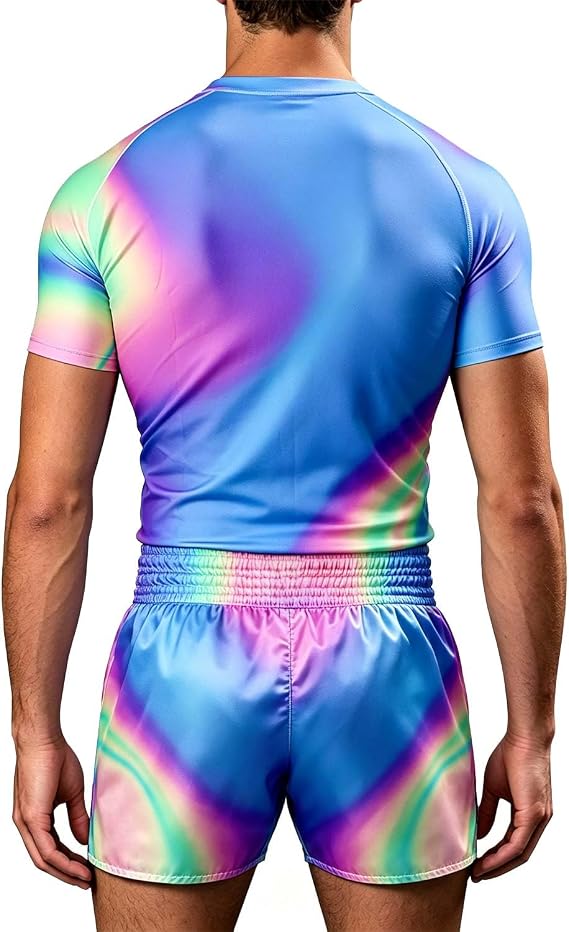O2TEE Men's Fluid Art Short Sleeve BJJ Rash Guard