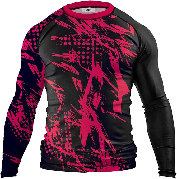 O2TEE Men BJJ Rash Guards Long Sleeve GYM MMA Shirt