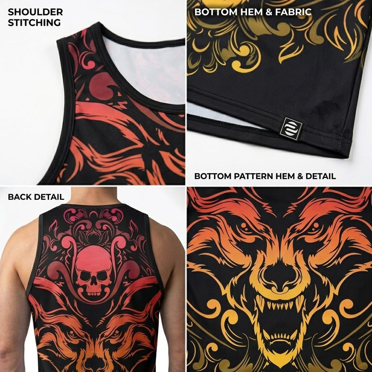 O2TEE men's boxing graphic gym tank top detail image 4
