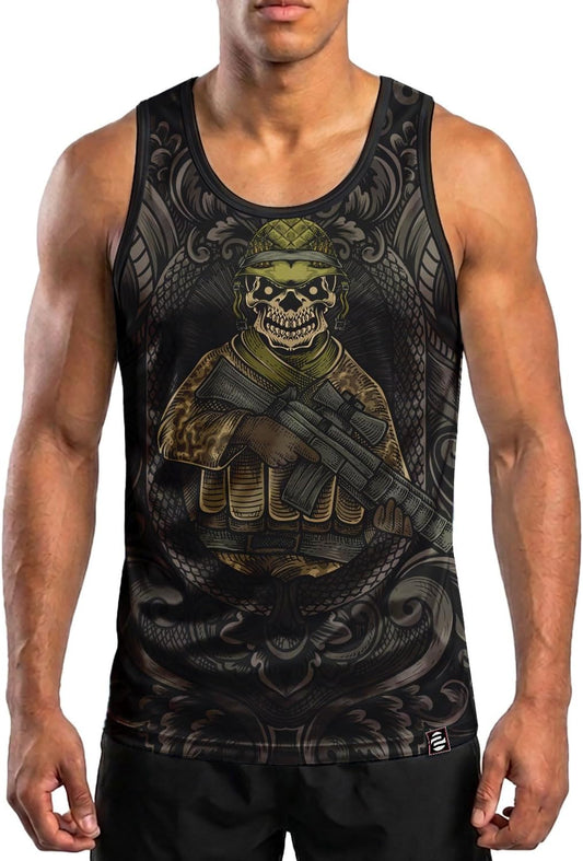 O2TEE men's boxing graphic gym tank top - Tactical Skull Camo