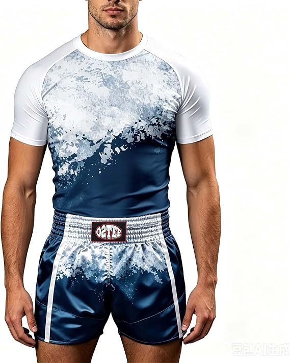O2TEE Custom Men's Gradient Rash Guard Shirt for BJJ