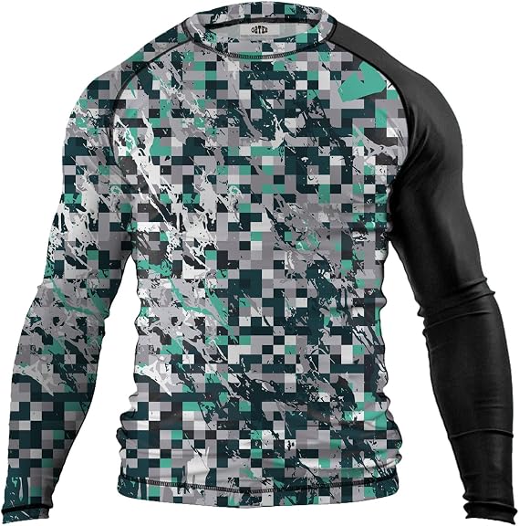 O2TEE Mens Jiu Jitsu Rash Guards Compression MMA Shirt