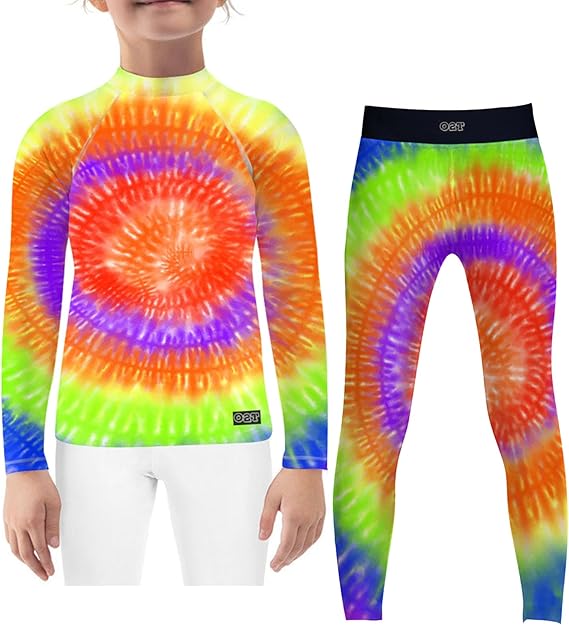 Unisex Boy's Girl's Novelty UV Protection Rashguard Tie-dye Pattern Sport Shirts Sets