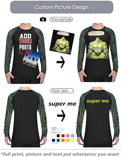 Personalized Kids Long Sleeve Rash Guards Shirt Training