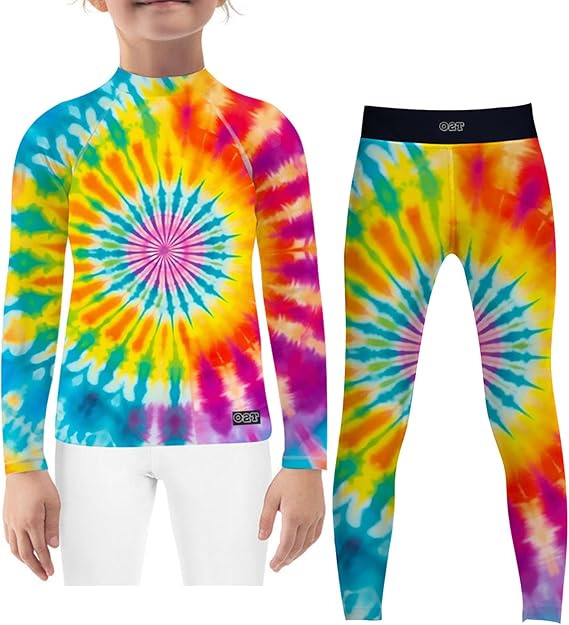 Unisex Boy's Girl's Novelty UV Protection Rashguard Tie-dye Pattern Sport Shirts Sets