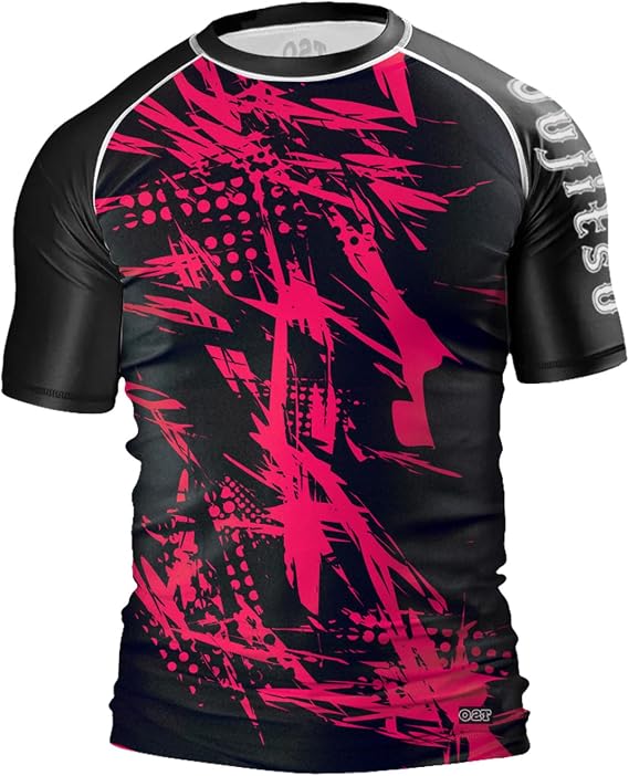 O2TEE Mens Grappling Tattoo Rash Guards Shirt Weightlifting