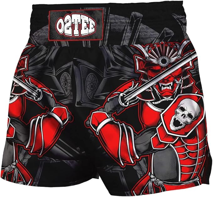 O2TEE Unisex Mask Samurai MMA Muay Thai Shorts( Youth Adult size)