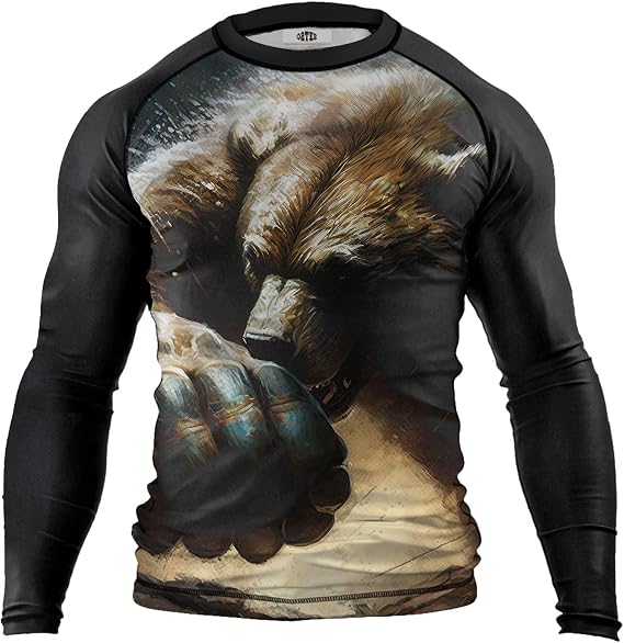 O2TEE Mens Jiu Jitsu Rash Guards Compression MMA Shirt