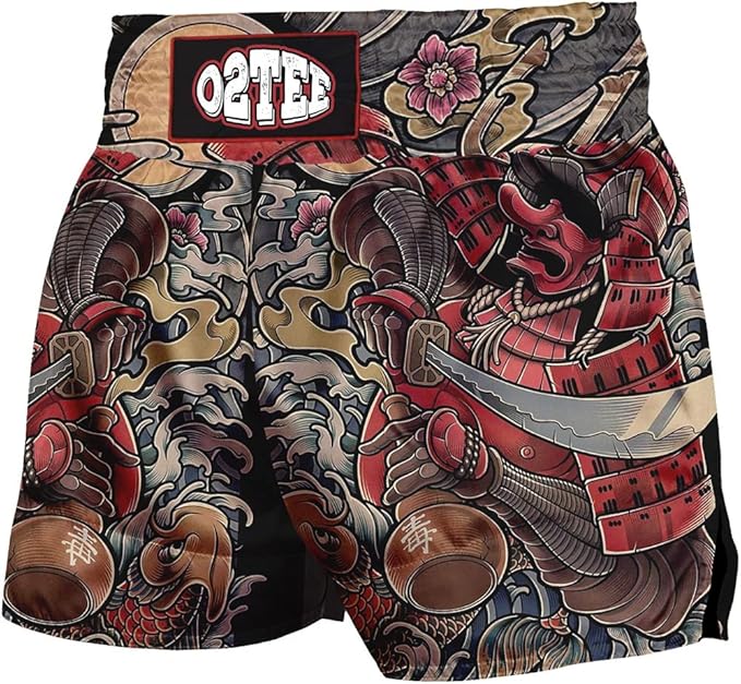 O2TEE Unisex Mask Samurai MMA Muay Thai Shorts( Youth Adult size)