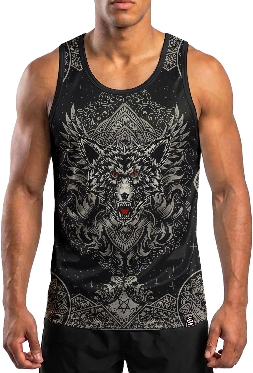 O2TEE men's boxing graphic gym tank top - Geometric Wolf