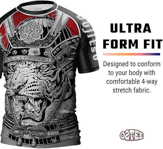 O2TEE Mens Short Sleeve Graphic Rash Guards Shirt MMA