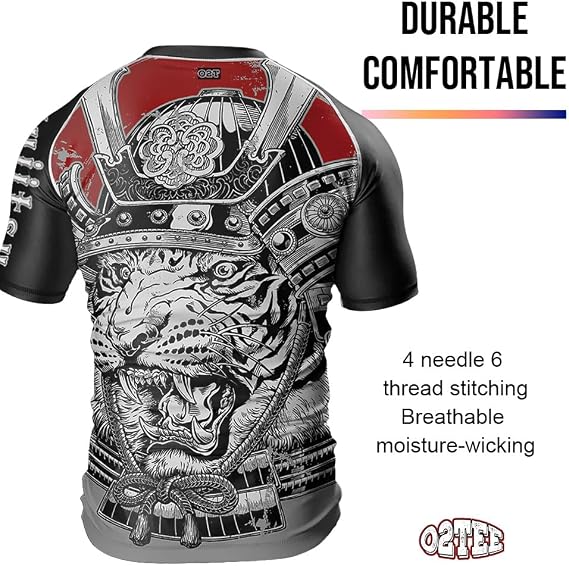 O2TEE Mens Short Sleeve Graphic Rash Guards Shirt MMA