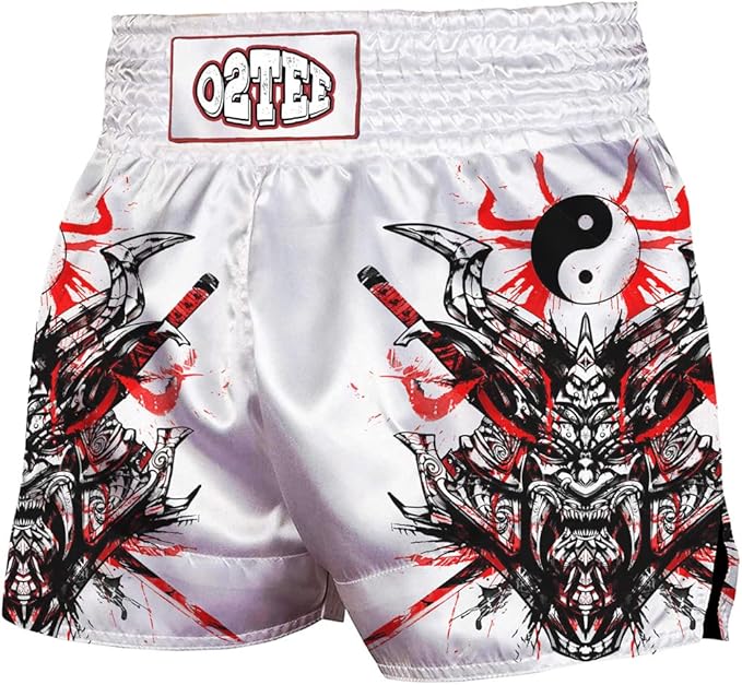 O2TEE Unisex Mask Samurai MMA Muay Thai Shorts( Youth Adult size)