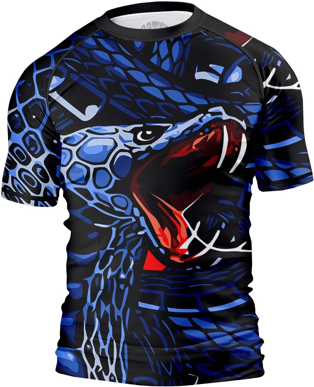 O2TEE Men's Snake BJJ Rash Guard – Blue Snake
