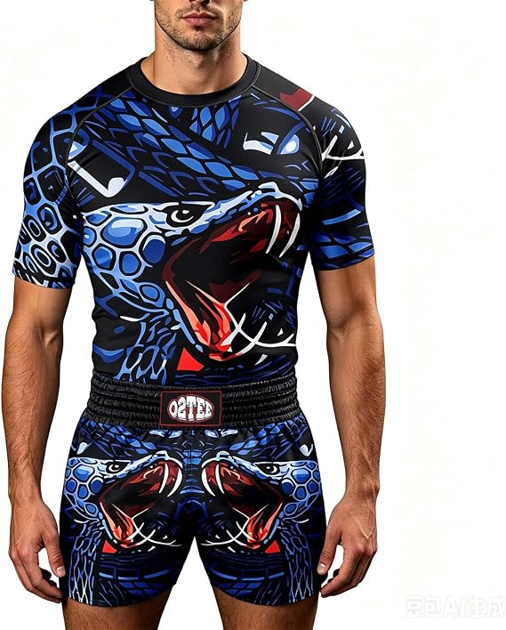O2TEE Men's Snake BJJ Rash Guard