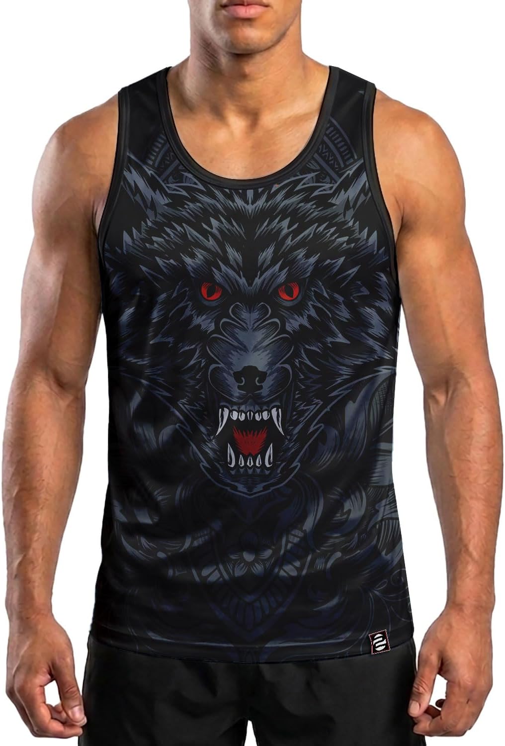 O2TEE men's boxing graphic gym tank top - Alpha Wolf Dark Grey
