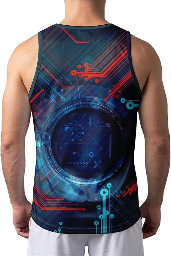 O2TEE Men's Jersey Sci-Fi Graphic Sleeveless Gym Shirt