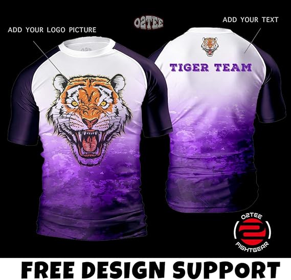 O2TEE Custom Men's Gradient Rash Guard Shirt for BJJ