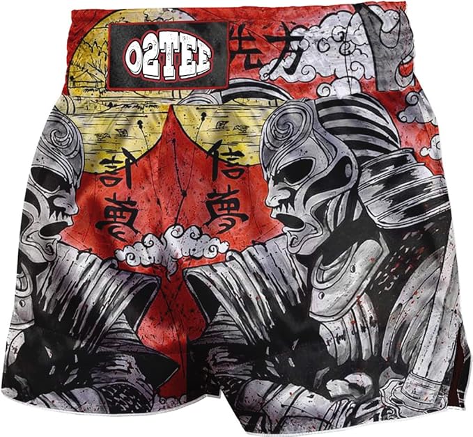 O2TEE Unisex Mask Samurai MMA Muay Thai Shorts( Youth Adult size)
