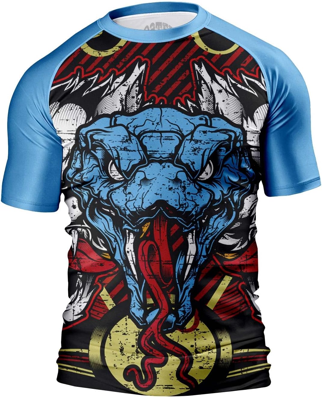O2TEE Men's Snake BJJ Rash Guard – Blue Wolf Snake