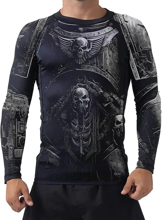 Men's Long Sleeve BJJ Warrior Armour Rashguard - Lightweight Compression Training Shirt