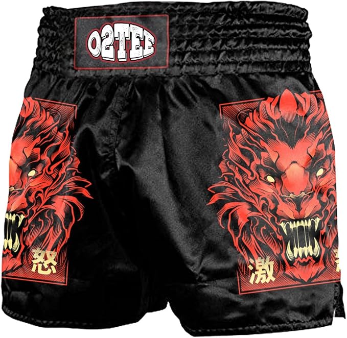 O2TEE Unisex Pink Wolf MMA Muay Thai Shorts (Youth Adult size)