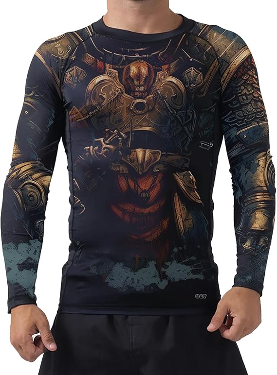 Men's Long Sleeve BJJ Warrior Armour Rashguard - Lightweight Compression Training Shirt