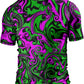 O2TEE Men's Fluid Art Short Sleeve BJJ Rash Guard – Cyber Green Purple