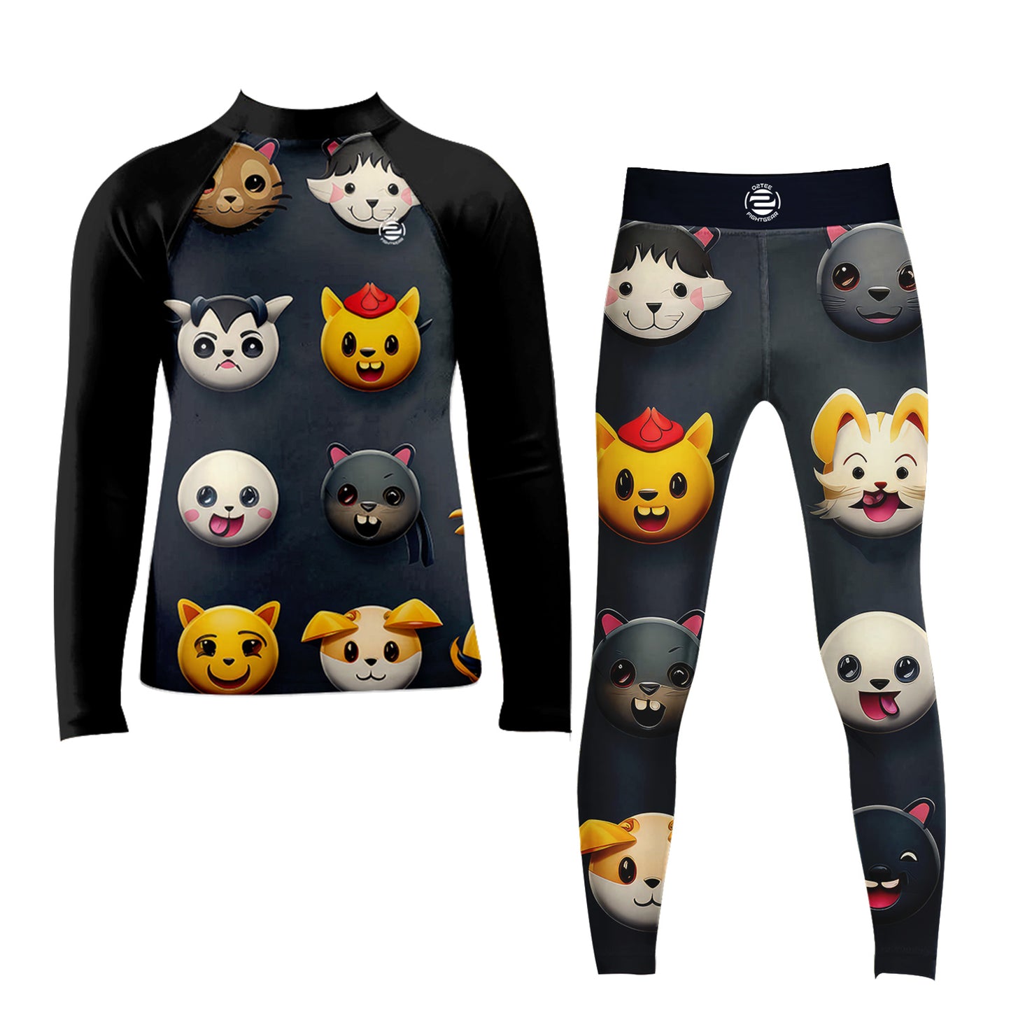 Kid Cartoon Rash Guard Shirts Spats Sets for MMA BJJ