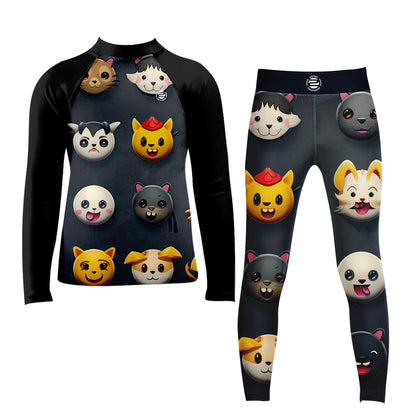Kid Cartoon Rash Guard Shirts Spats Sets for MMA BJJ