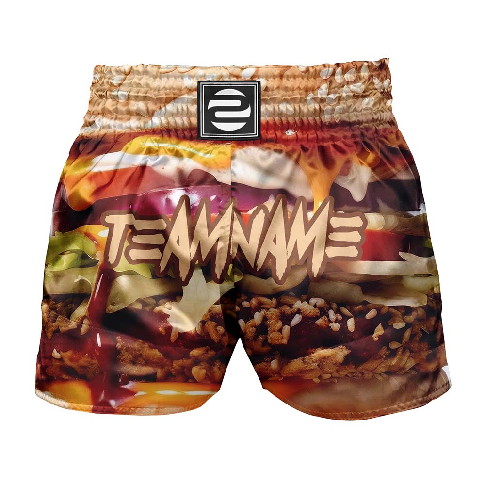 O2TEE Custom Funny Food Printed MMA Muay Thai Shorts (Youth Adult size)