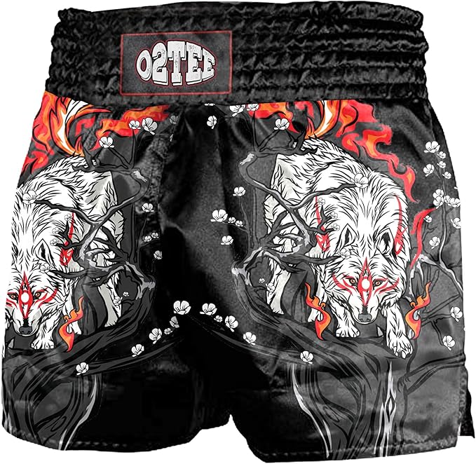 O2TEE Muay Thai Shorts Boxing Shorts MMA Kickboxing  Traditional Styles Nation Shorts