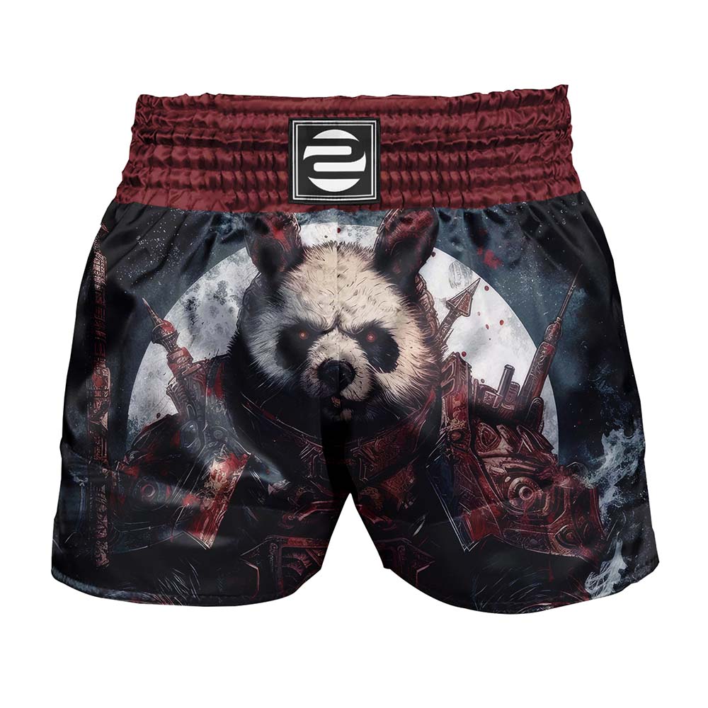 O2TEE Men Panda Samurai MMA Muay Thai Shorts (Youth Adult size)