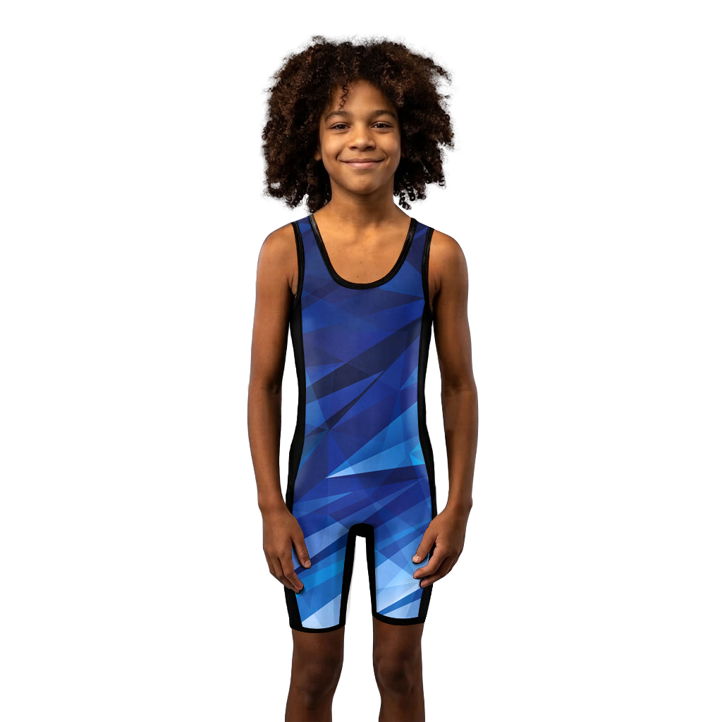 O2TEE Youth Striped Wrestling Singlet Stretch Bodysuit