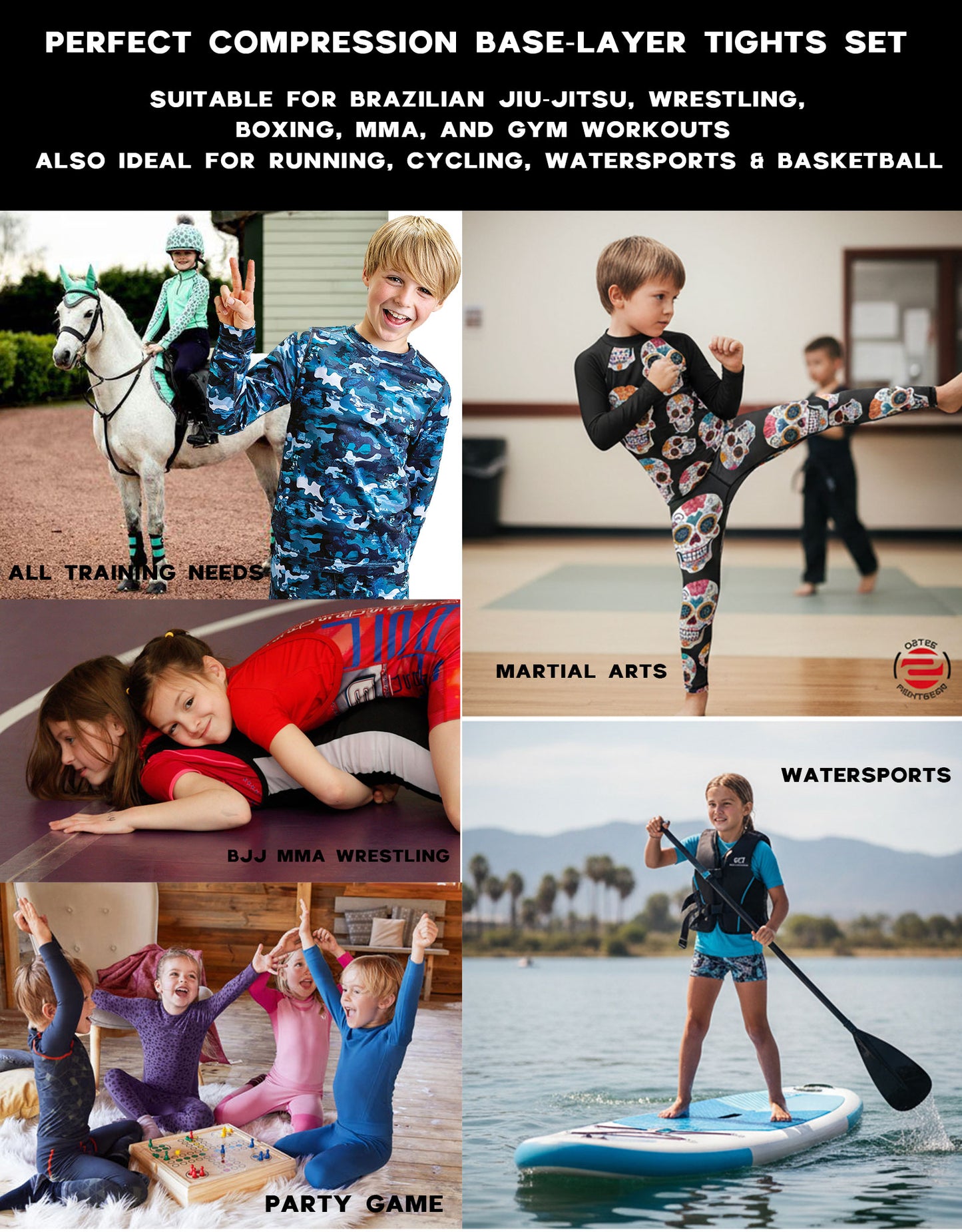 Kid Cartoon Rash Guard Shirts Spats Sets for MMA BJJ