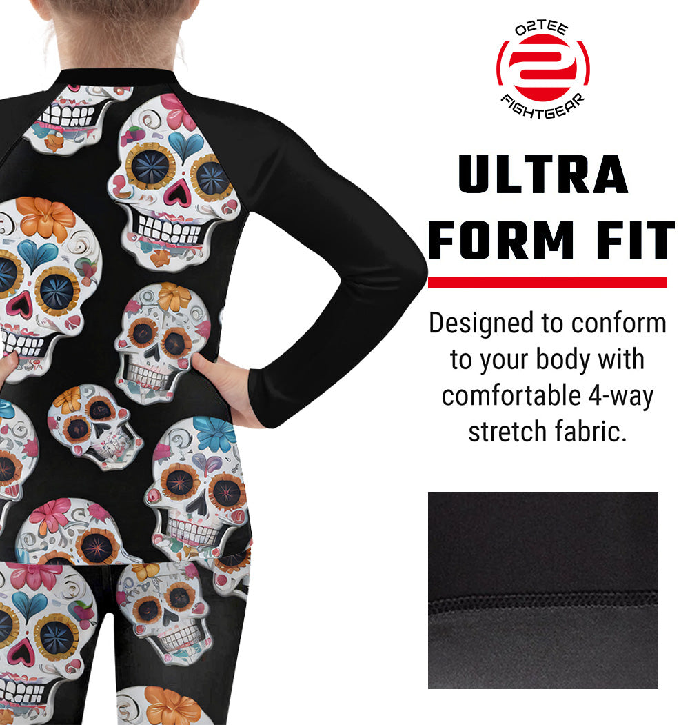 Kid Skull Compression Shirts Pants Sets for MMA BJJ
