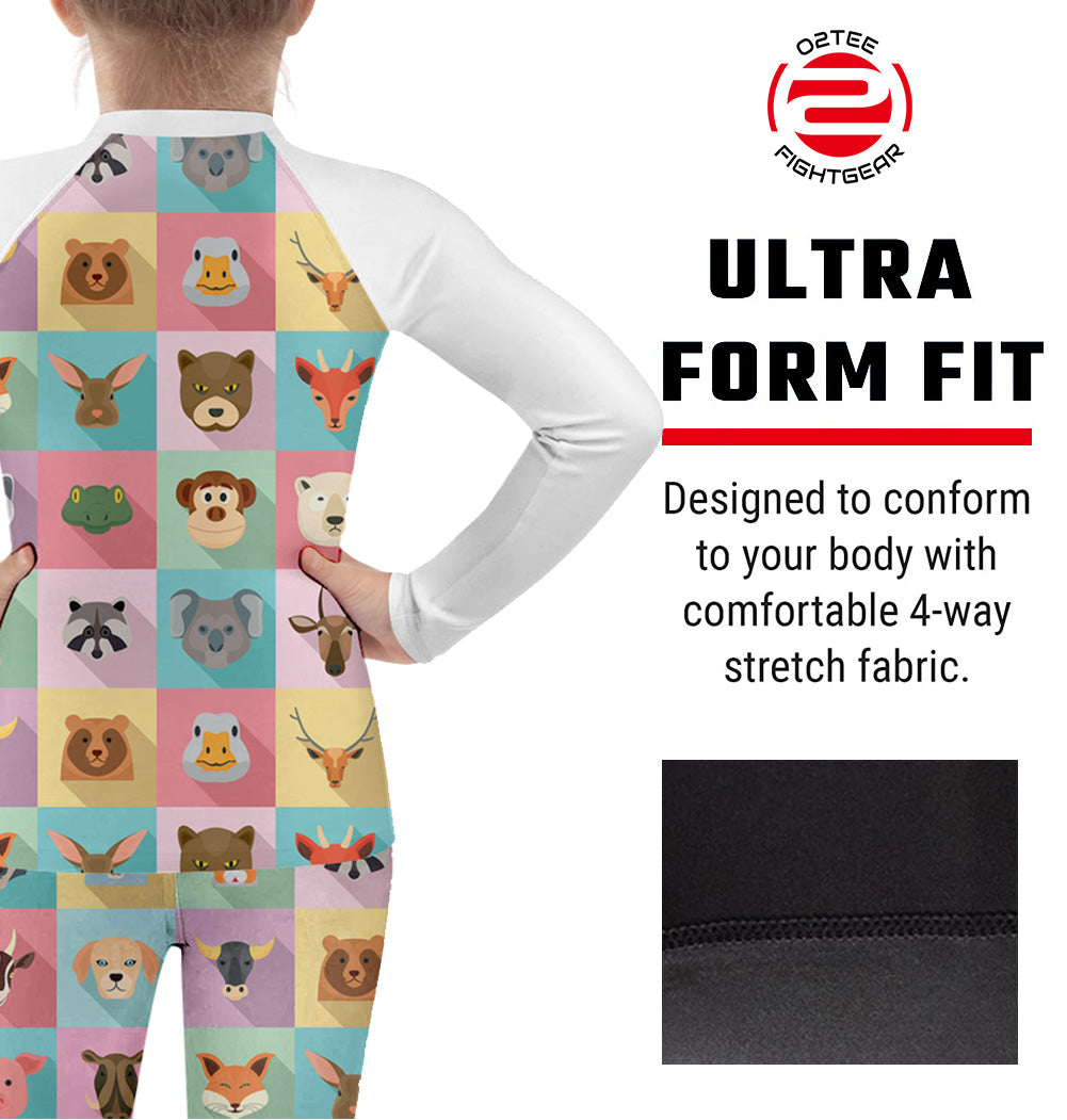 Kid Cartoon Rash Guard Shirts Spats Sets for MMA BJJ